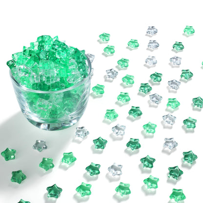 LAIDANLA 500PCS Mix Green Acrylic Star Gems Vase Fillers, Decorative Fake Crystals Gems for Centerpieces Table Scatter Wedding Decor Party Decorations DIY Crafts Home Decor