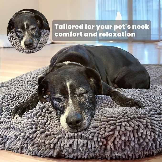 Muddy Mat® Cloud K-9 Dog Beds for Small Dogs & Cats, Soft & Relaxing Round Dog Bed, Chenille Material, Removable Cover, Washable & Dryer Safe – Grey Small(25'x25')