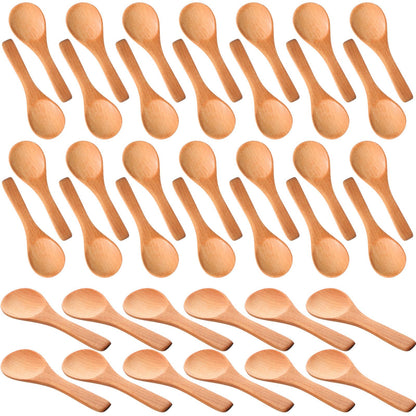 Boao 200 Pcs Small Wooden Spoons, 3.5'' L, Mini Wood Natural Tiny Spoons Wooden Little Teaspoons for Jars Sugar Creamer Honey Spices Salt Kitchen Supplies (Light Brown)