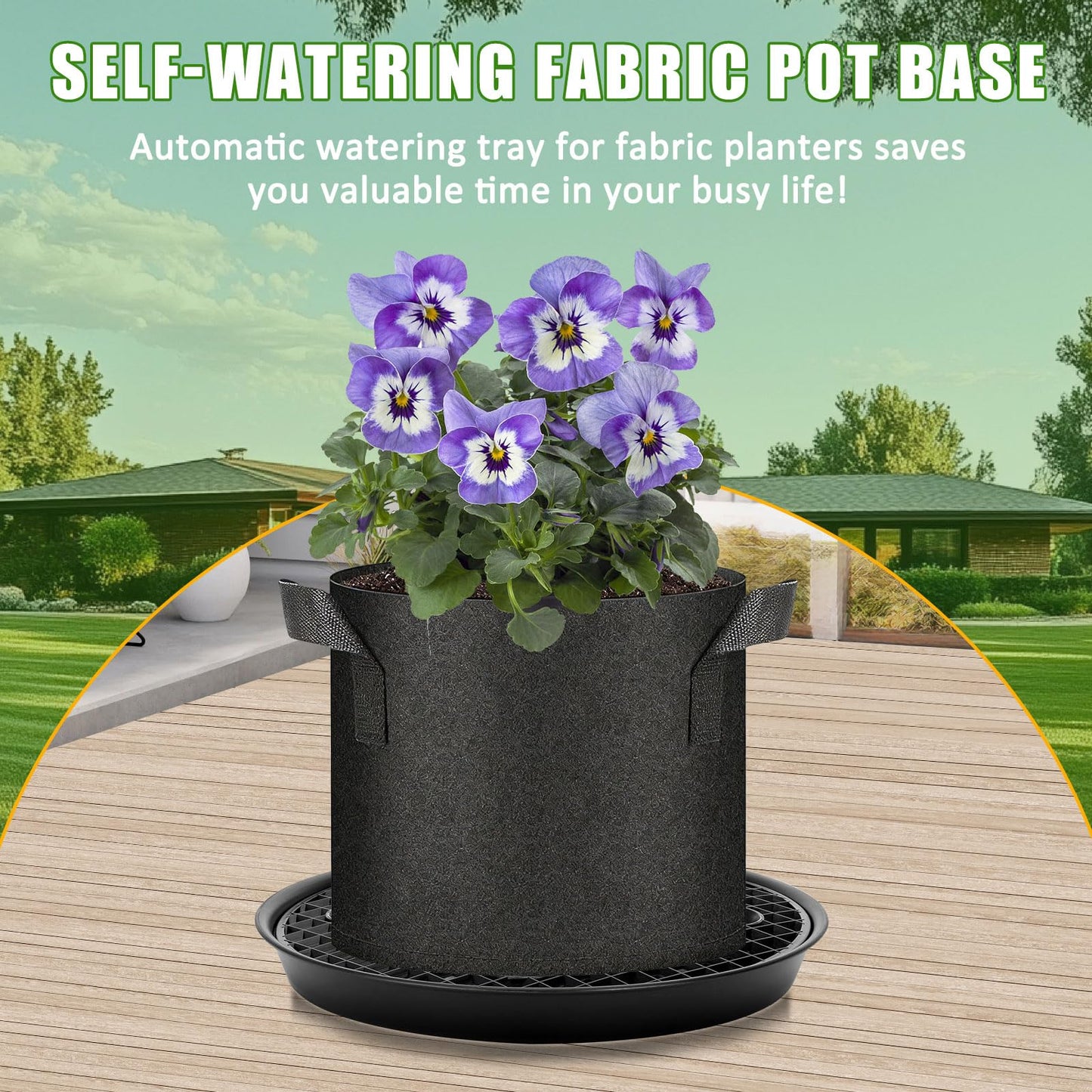 COZYDIG 4 Pack Self-Watering Base for Fabric Pot,Auto-Irrigation Water Delivery System,14Inch Plastic Plant Saucer Stand for for Indoor-Outdoo and Grow Tents Greenhouses