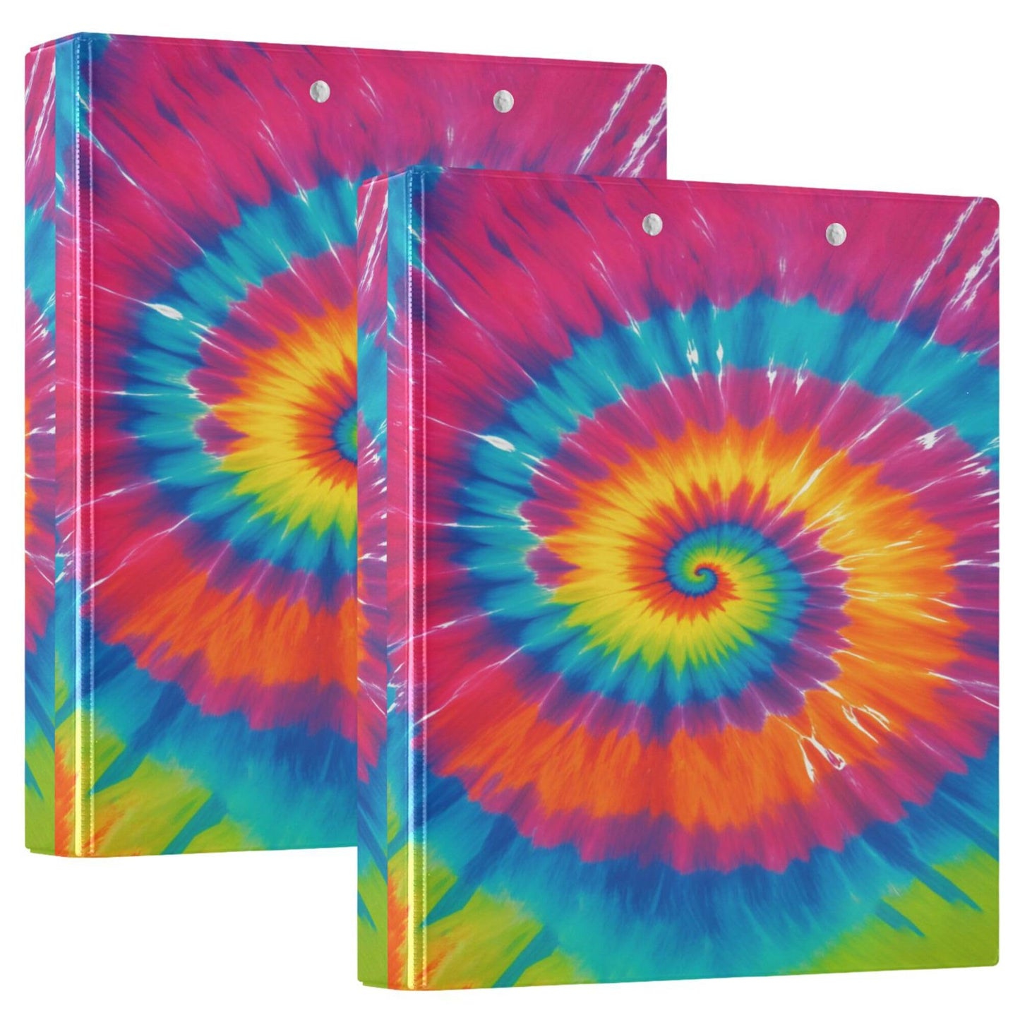 Tie Dye Round Ring Binders 1.5 Inch Rainbow 3 Ring Clipboard Binder for Office School Work Supplies File Folder 200 Sheet Capacity