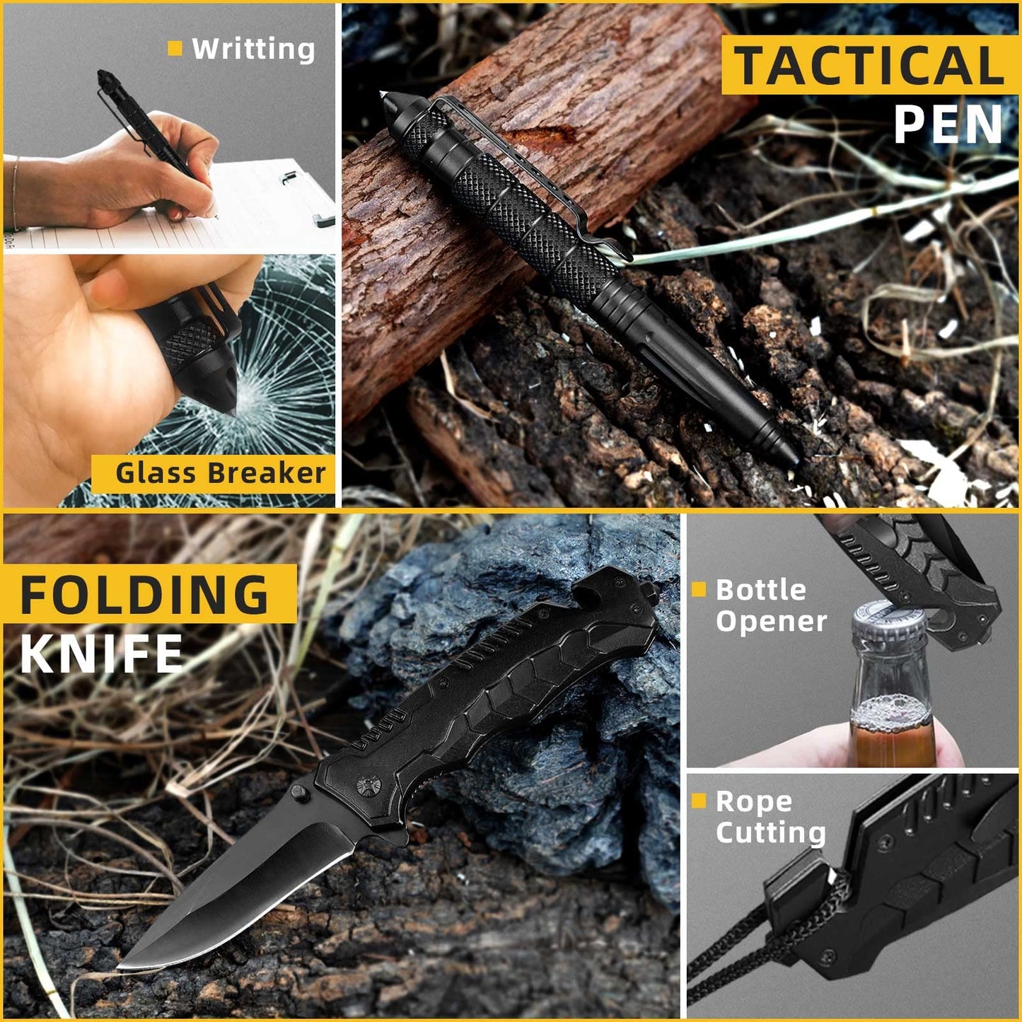Gifts for Men Dad Husband - Christmas Stocking Stuffers, Birthday Gifts Idea for Him Boyfriend Man- Survival Kit 14 in 1, Survival Gear and Equipment, Fishing Hunting Camping Accessories, Cool Gadgets