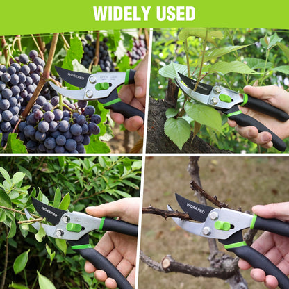 WORKPRO Bypass Pruning Shears, 8.5" Hand Pruner with Non-Slip Grip Handle, Garden Clippers with High Carbon Steel for Branches, Flowers, Fruits, Plants, Bonsai, Gardening Gifts for Women Men