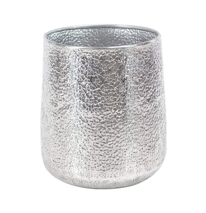 Deco 79 Aluminum Metal Indoor Outdoor Planter Large Planter Pot with Hammered Design, Set of 3 Planters 12", 16", 20"H, Silver