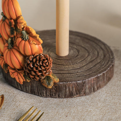 Bicuzat Autumn Maple Leaves Pumpkin Pattern Paper Towel Holder Stand, Resin Pumpkin Crafts Display for Kitchen Countertop, Halloween, Cafe, Restaurant, Cake Shop, Dessert Shop-Pumpkins