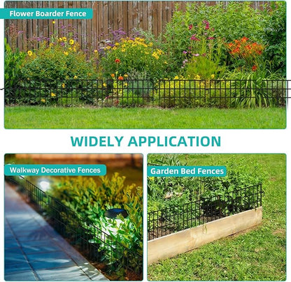 14 Panels Animal Barrier Fence, No Dig Fences, 13in(H) X 19.9ft(L) Garden Fence Animal Barrier for Rabbit and Dog Under Fencing Barrier, Rustproof Metal Fences Border for Outdoor, Yard, Patio
