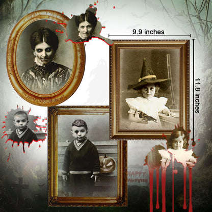 Tuanse Halloween Decorations Indoor 3D Changing Face Pictures Horror Scary Portraits Spooky Ghost Picture Frame Creepy for Wall Halloween Party House(Mixed Style,9 Pcs)