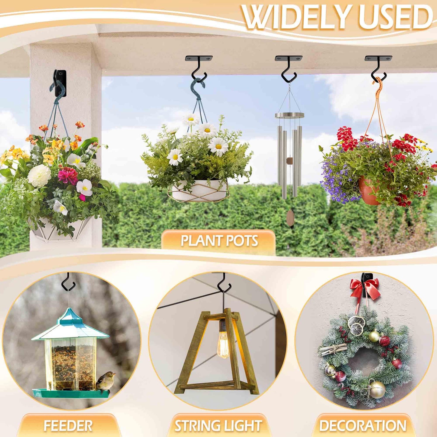 AJART Ceiling Hooks for Hanging Plants: Iron Plant Hanger for Wall Mount - 8 Pack/2.5 Inch Ceiling Hook for Indoor Use