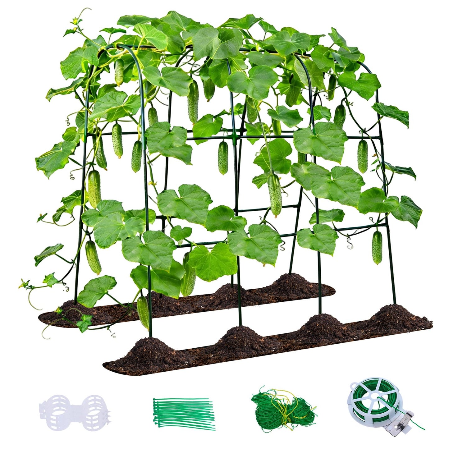 U-Shape Cucumber Trellis for Raised Beds - 47.2”x47.2”x21.6” Green Metal Arch Trellis, Rust-Resistant Garden Plant Support for Climbing Vegetables, Vines, Flowers - Heavy Duty & Easy to Assemble