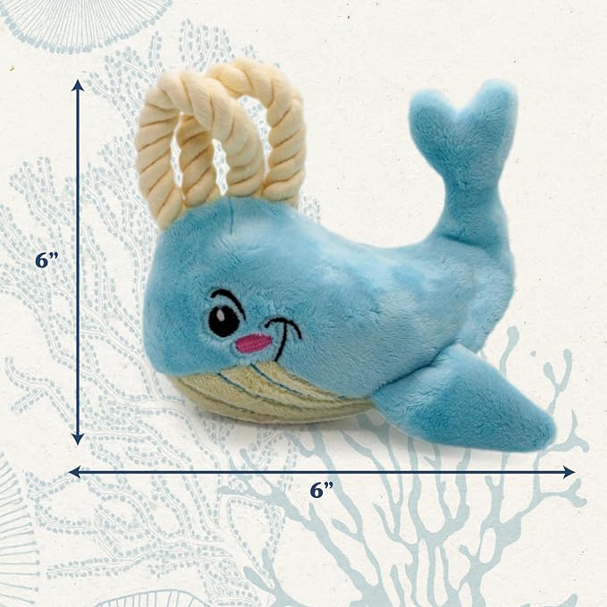 Dog Toys | Plush Whale Stuffed Animal with Rope for Large Dogs | Eco Friendly Jumbo Dog Toy