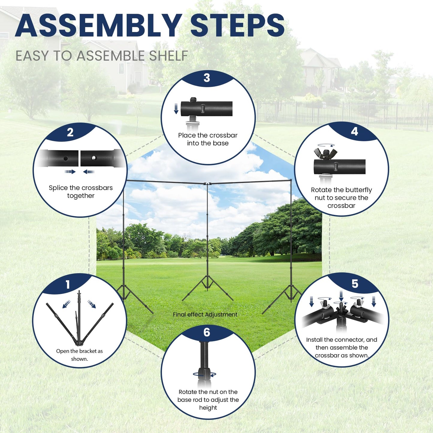 Jiang&Rong 8.5 x 20ft (H x W) Adjustable Photo Backdrop Stand Kit, Large Photography Background Stand with 308°Angle Rotatable Connector for Wedding, Birthday, Party