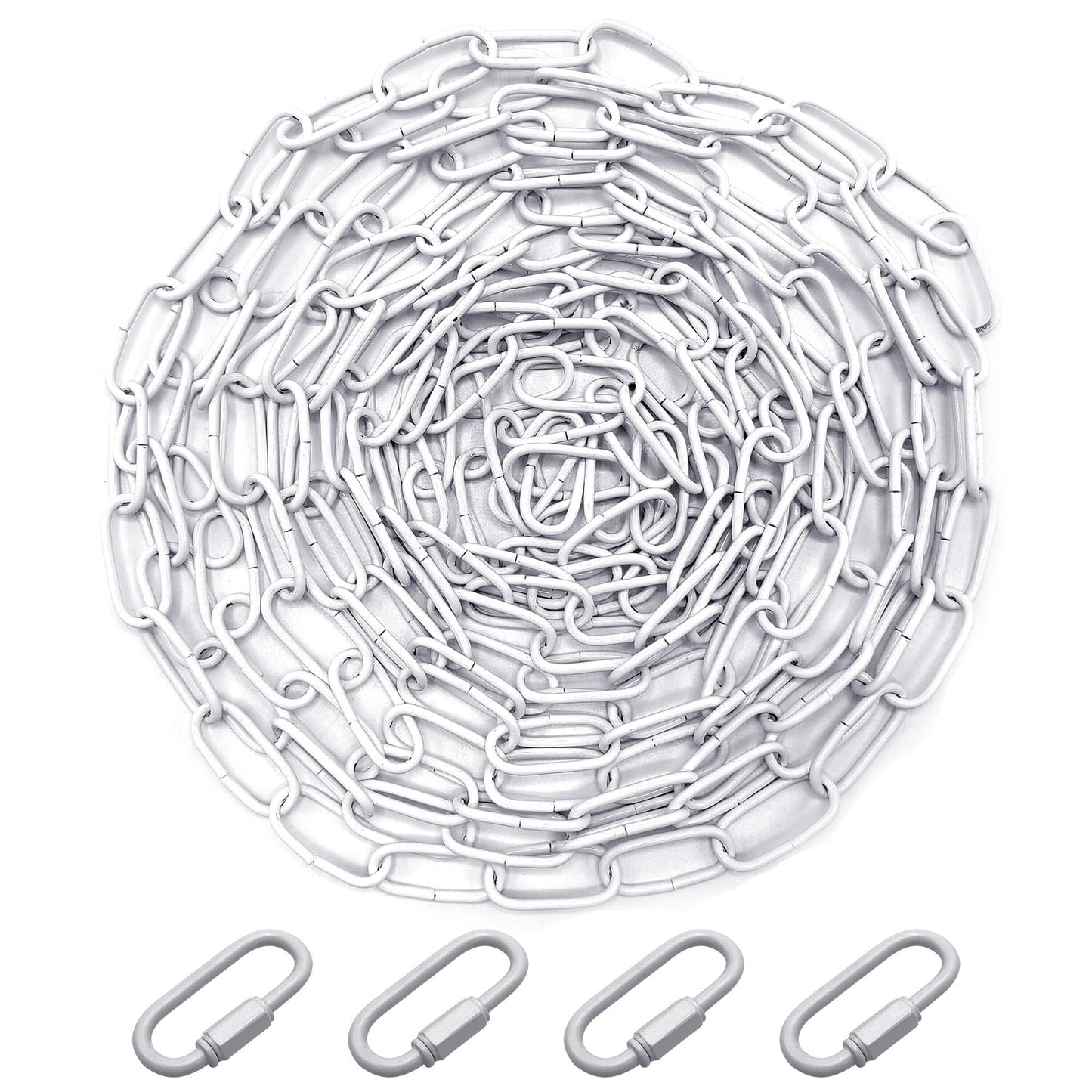ECUDIS 20 Feet Pendant Light Fixture Chain, Lighting Hanging Chain Extension with Connection Locks, Lighting Chain Replacement for Chandelier, Plants, Fruit Basket (White)