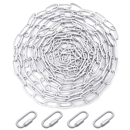 ECUDIS 20 Feet Pendant Light Fixture Chain, Lighting Hanging Chain Extension with Connection Locks, Lighting Chain Replacement for Chandelier, Plants, Fruit Basket (White)