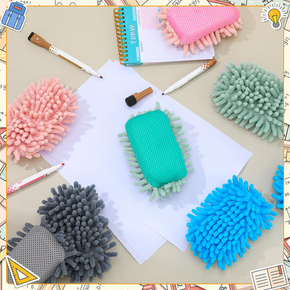 Jspupifip 12 Pcs Dry Erase Shag Eraser Microfiber Shag Whiteboard Eraser Magnetic Dry Erase Washable for Markers Chalk Home Classroom Office Supply, Blue Gray Light Pink Green