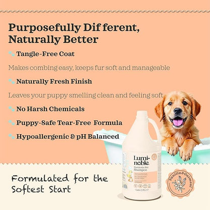 Prebiotic Hypoallergenic Sensitive Dog Shampoo – Oatmeal & Vanilla Scent Formula, Sensitive Skin | Vegan, Paraben-Free, Moisturizing & Deodorizing, Pet Shampoo | Safe for Dogs & Cats – 1 Gallon
