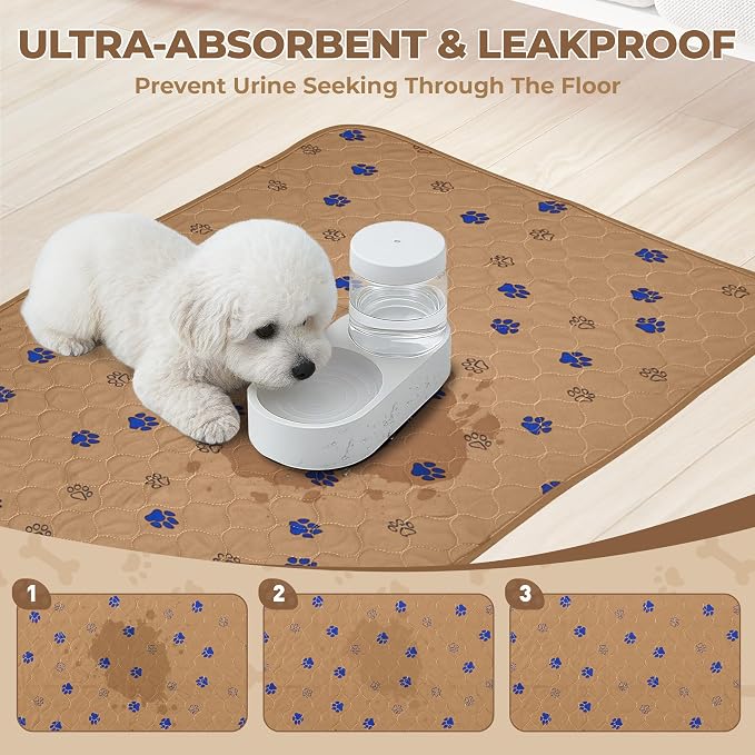Fostanfly Washable Dog Pee Pads, 1 Pack 24''x96''(2x8ft) Runner Rug, Brown | Machine Washable & Reusable, Strong Absorbent, Leak-proof & Waterproof, Non-Slip, Runner Rug for Hallway, Entryway, Bedroom
