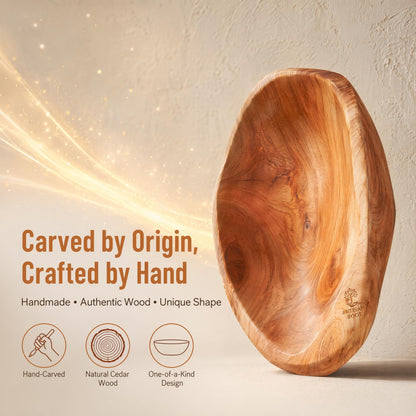 ZENFUN Natural Wood Fruit Bowl 7.8-9.5 Inch, Unique Root Dish Bowl, Fruit Snack Dish for Sandwich Bread Serving, Handmade Serving Bowl for Candy, Vintage Ring Dish, Serving Appetizer Display