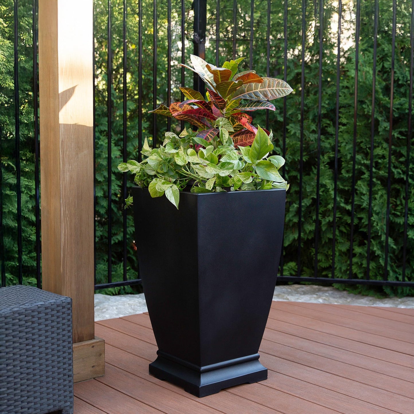 Mayne Acadia 28-Inch Self-Watering Tall Planter, Weather-Resistant and Durable, Ideal for Indoor and Outdoor Use, Perfect for Patio, Porch, or Entryway