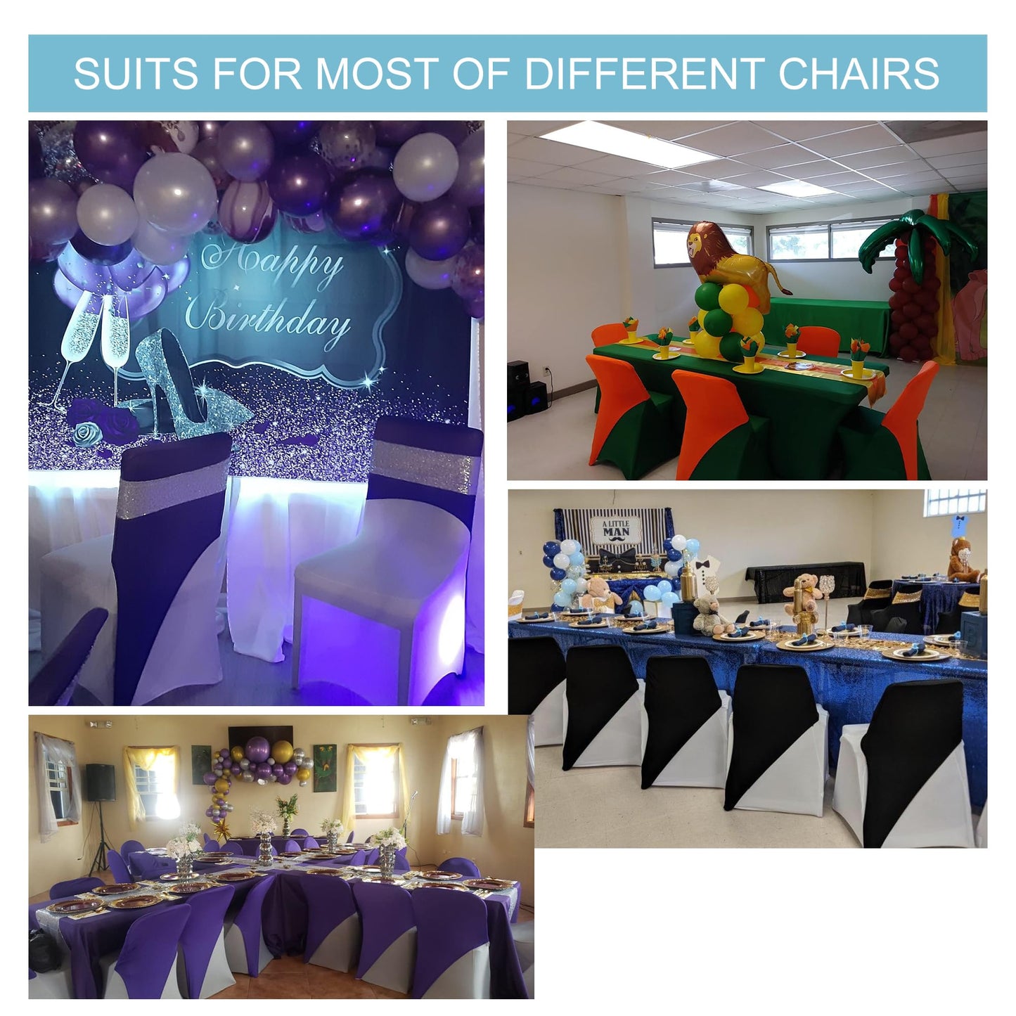 banquetbay Spandex Stretch Chair Cap One Leg Covers Sashes Bands/Hood/Hat Elegant for Event Party Decor Cadbury Purple
