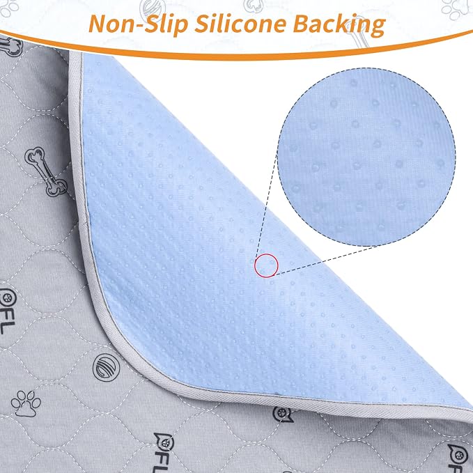 Washable Pee Pads for Dogs, 4Pack Reusable Puppy Training Pads 34x36, Absorbent Whelping Pads with Bone Print, Non-Slip Waterproof Pet Training Pads for Couch, Crate, Potty Training