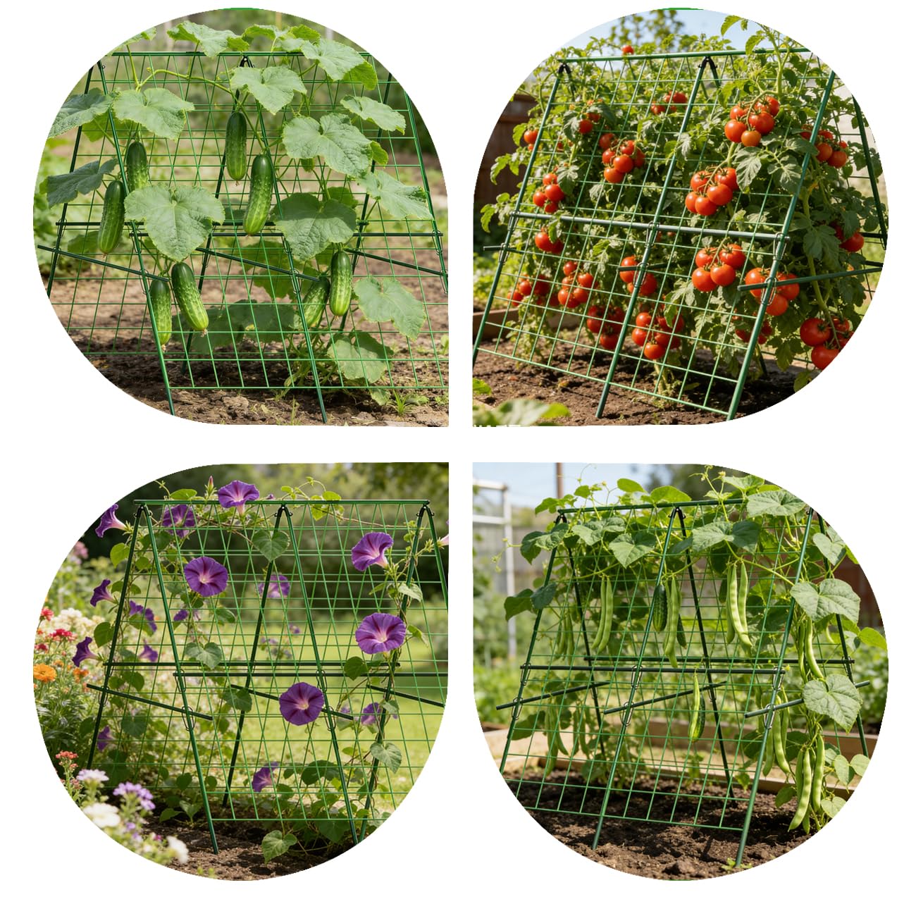 Cucumber Trellis, A-Frame Sturdy Garden Trellis for Raised Bed, Plant Support for Climbing, Plant Trellis for Bean Pea Rose Vine Plants, Plant Grow Support for Outdoor Raised Bed