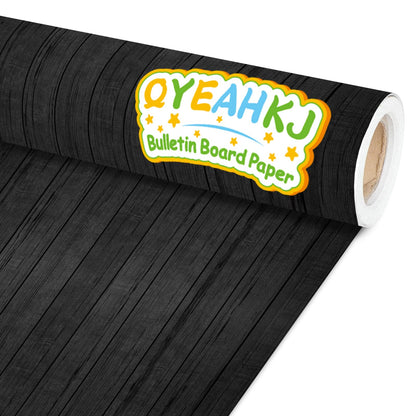 Qyeahkj Wood Grain Bulletin Board Paper Roll Rustic Bulletin Board Background Paper Black Fade Resistant Classroom Decoration Poster Art Craft Home Wall Education Decor Supplies 17.7in x 20ft