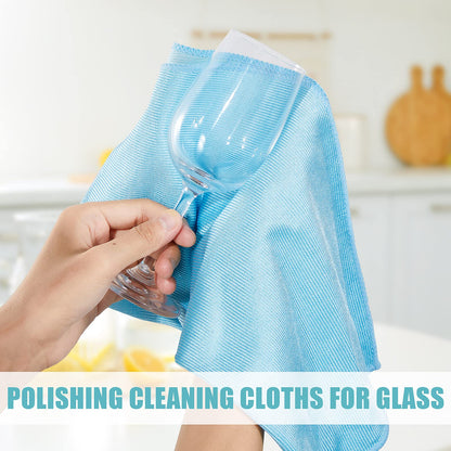 Tatuo 18 Pcs Microfiber Glass Cleaning Cloths (16 x 16) Polishing Cloth - Streak Free - Lint Free - Quickly Clean Windows, Glasses, Windshields, Mirrors, Stainless Steel, Monitor(Blue)
