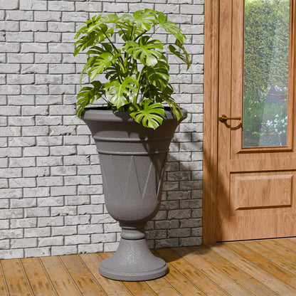 Trygoal 23.6" Tall Plastic Urn Planters for Outdoor Plants, Set of 2 Heavy-Duty Classic Indoor Large Flower Pots with Drainage Holes & Trophy Design, Outdoor Planters for Porch, Home Garden, Dark Grey