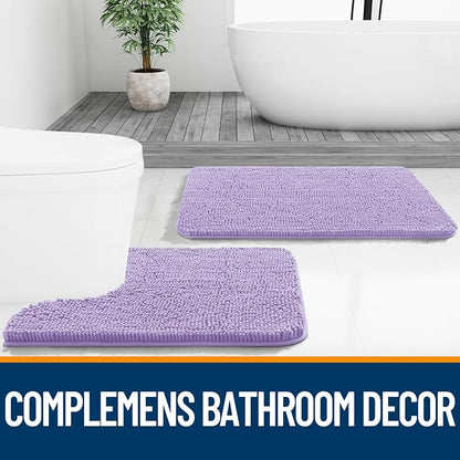 OLANLY Large Bathroom Rugs 59x35, Extra Soft Absorbent Chenille Bath Rugs, Rubber Backing Quick Dry, Machine Washable Bath Mats for Bathroom Floor, Tub and Shower, Home Decor Accessories, Lavender