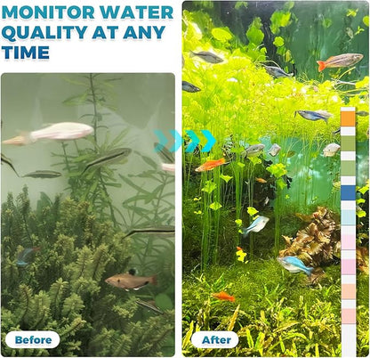 BACNUNN Aquarium Test Strips: 200CT 9 in 1 Quick & Accurate Fish Tank Water Testing Kit for Freshwater Pond Testing Nitrate Nitrite Hardness Free Chlorine pH Carbonate Total Alkalinity Copper Iron