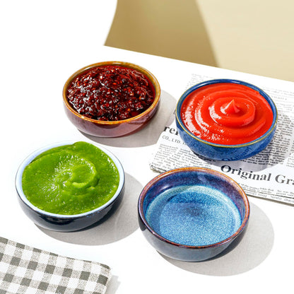 Mosuji 3.35 Inch Ceramic Soy Sauce Dish, Soy Sauce Dipping Bowl, 2.5 oz Capacity, Pack of 4