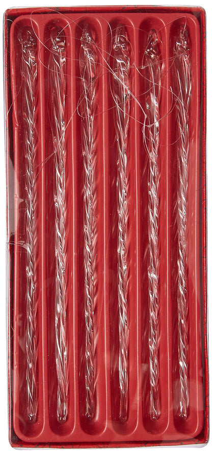 Kurt Adler 7.5-Inch Glass Twist Icicle Ornaments - 6-Piece Set