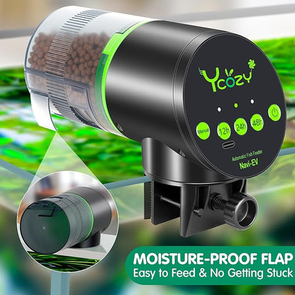 Automatic Fish Feeder with Type-C Cable Fish Feeder Automatic Dispenser for Vacation Small Tank/Betta/Turtle Upgraded Moisture-Proof Container (Rechargeable)
