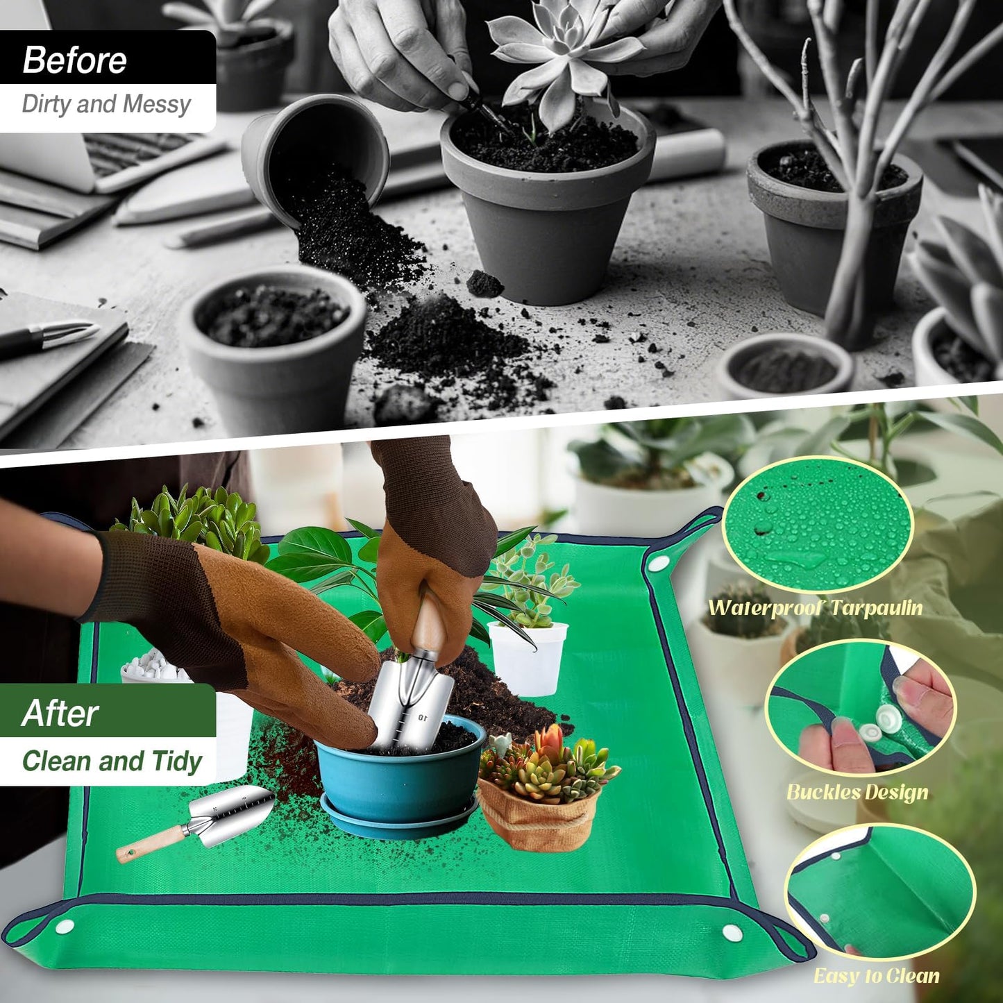 Gardening Tools 9-Piece Heavy-Duty Garden Tools Set, Stainless Steel Garden Hand Tools with Purple Floral Tote Bag and Repotting Mat Garden Supplies Kit Gifts for Women