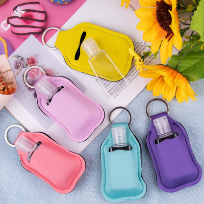 Duufin 60 Pieces Hand Sanitizer Keychain Holders Empty Travel Bottles Set Including 30 Pieces Reusable Clear Bottles and 30 Pieces Hand Sanitizer Holder for Backpack and Purse