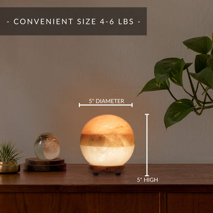 MONSALIS Dual Illumination Salt Rock lamp - Modern Globe Pink White and Grey Design of Salt Lamps with dimmer, Adjustable Glow. 100% Real Himalayan Crystal Round Salt Night Light