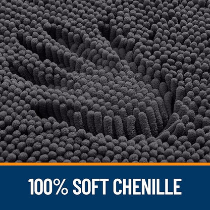 OLANLY Bathroom Rugs 30x18, Extra Soft Absorbent Chenille Bath Rugs, Rubber Backing Quick Dry, Machine Washable Bath Mats for Bathroom Floor, Tub and Shower, Home Decor Accessories, Dark Grey