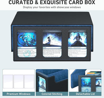3-Row Trading Card Storage Box, Bulk Cards Case for 2400+ Mtg tcg Magic Playing Game Card Organizer, Commander Deck Box with 3 Supports & 24 Dividers