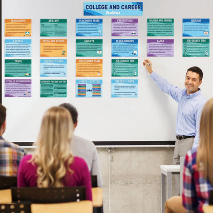 Outus 29 Pcs College and Career Readiness Posters Bulletin Board Kits for High School Classroom Decorations College Jobs and Career Interactive Bulletin Board Set Higher Educational Poster(Soft)
