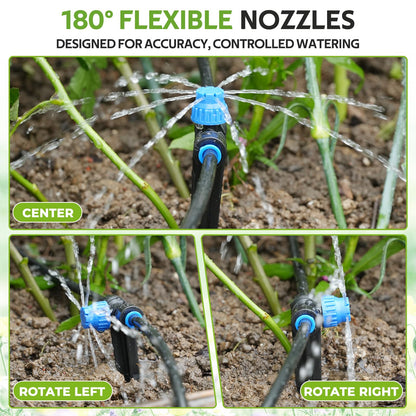 HIRALIY 80ft Push-to-Connect Drip Irrigation Kit, Adjustable Plant Watering System, for Garden Raised Bed Saving Water Automatic Irrigation Equipment with Drip Emitters, Tubing, Connectors