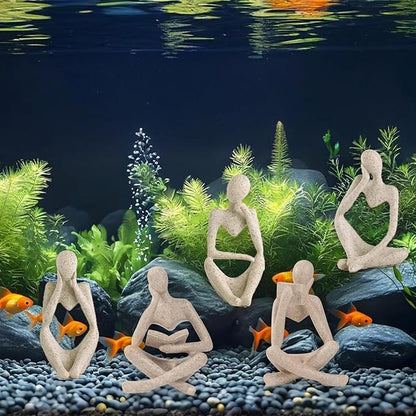 Fish Aquarium Decor Ornaments Sandstone Minimalist Resin Thinker Statue Fish Tank Decorations Small Accessories Abstract Home Decor Fish Toy for Betta Cichlid Goldfish Shrimps Hermit Crabs Turtle