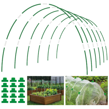 60PCS Garden Hoops for Raised Beds, 8FT Rust-Free Fiberglass Greenhouse Hoops, DIY Frame Stake to Create Grow Tunnels, Plant Support Row Covers & Garden Netting, 40Pcs Clips