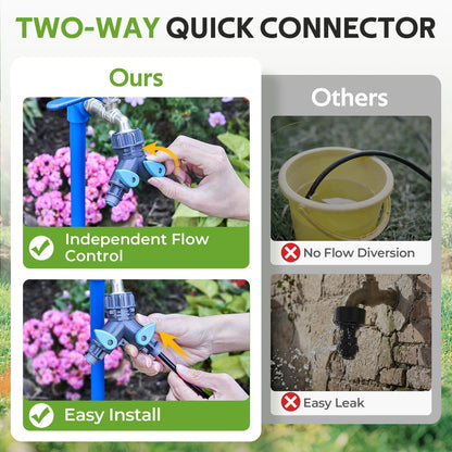 HIRALIY 40ft Push-to-Connect Drip Irrigation Kit, Adjustable Plant Watering System, for Garden Raised Bed Saving Water Automatic Irrigation Equipment with Drip Emitters, Tubing, Connectors