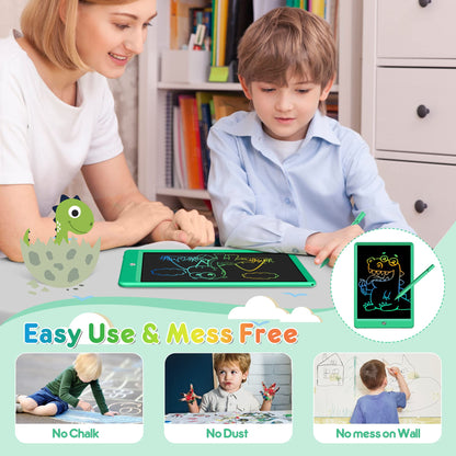 FLUESTON LCD Writing Tablet, Doodle Board Gifts for 3-8 Year Old Girls Boys, 10 Inch Colorful Electronic Board Drawing Pad for Toddlers, Christmas Birthday Gifts for Kids，Erase Lock Writing Board