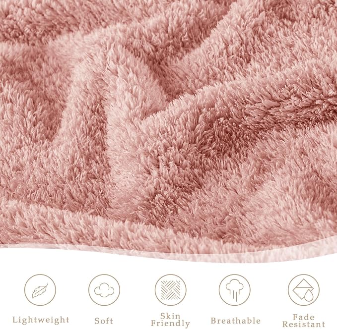 Exclusivo Mezcla Fleece Dusty Pink Throw Blanket for Couch Sofa, Ultra Soft, Lightweight and Fluffy Blankets for Women, All Season, 50x60 Inches