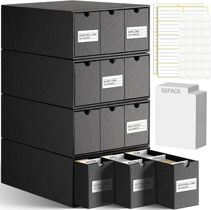 Kitoyz 8000+Trading Card Storage Boxes with 50 Card Storage Box Dividers,Baseball Footall Sport Card Storage Collection Compatible with Game Cards