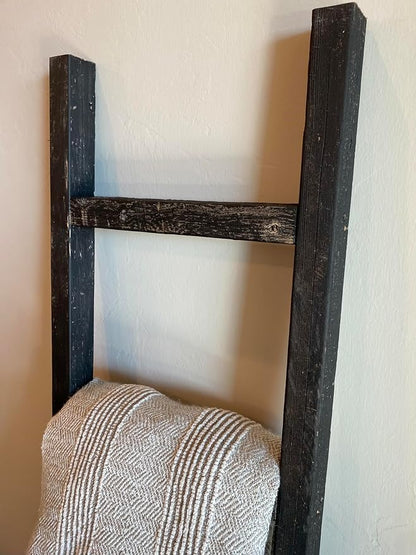 BarnwoodUSA Rustic Farmhouse Decorative Ladder - Our 47 inch Ladder can be Mounted Horizontally or Vertically and is Crafted from Refurbished Wood | No Assembly Required | Black