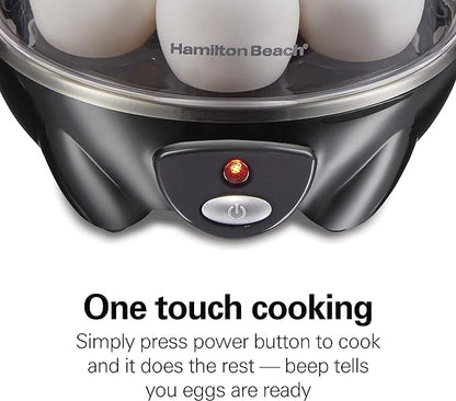 Hamilton Beach 3-in-1 Electric Egg Cooker for Hard Boiled Eggs, Poacher Eggs, Omelet Maker & Vegetable Steamer, Holds 7, Black (25507)