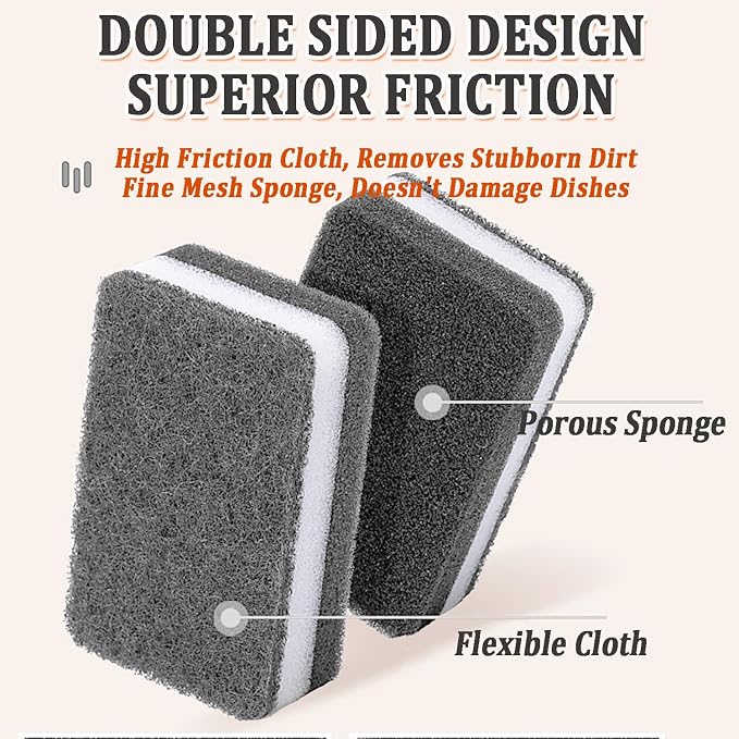 Taeku Natural Kitchen Sponge, 6 Pack Heavy Duty Scrub Cellulose Sponge Premium Multifunction Eco Friendly Cleaning Sponges for Dishes (Grey)