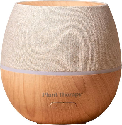 Plant Therapy Home Drift Linen Essential Oil Diffuser, Stylish Linen Cover Adds a Soft, Natural Touch to Any Space, Intermittent & Continuous Mist, Color-Changing Light, 320 Square Feet Coverage